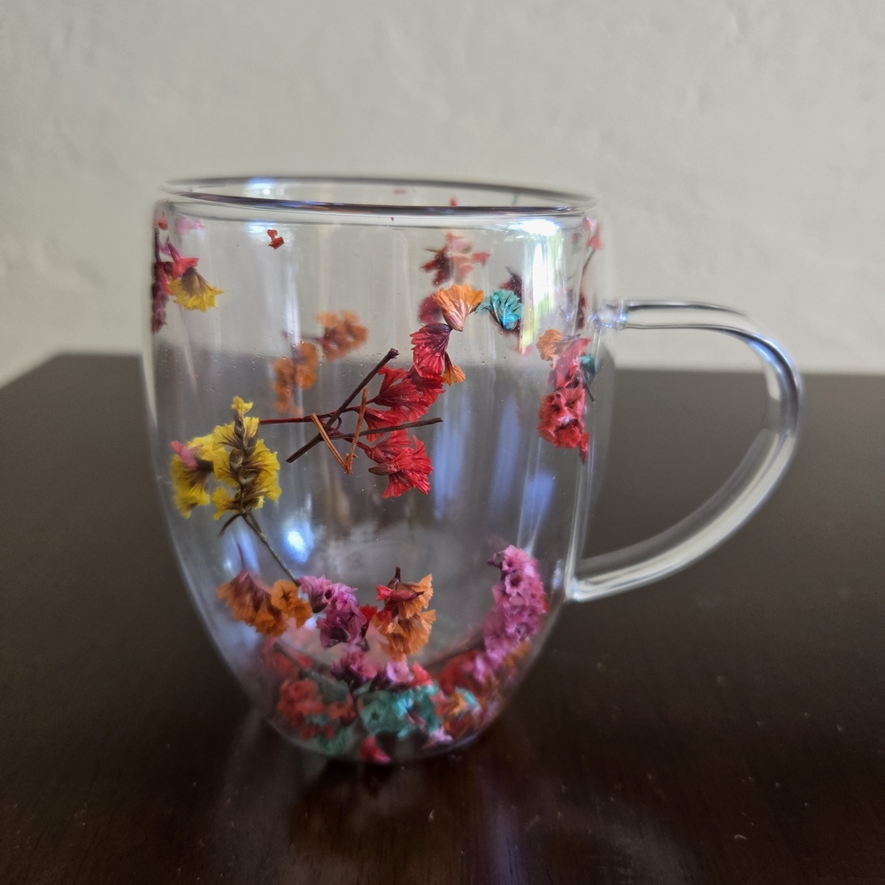 Floral Double-Walled Glass Mug